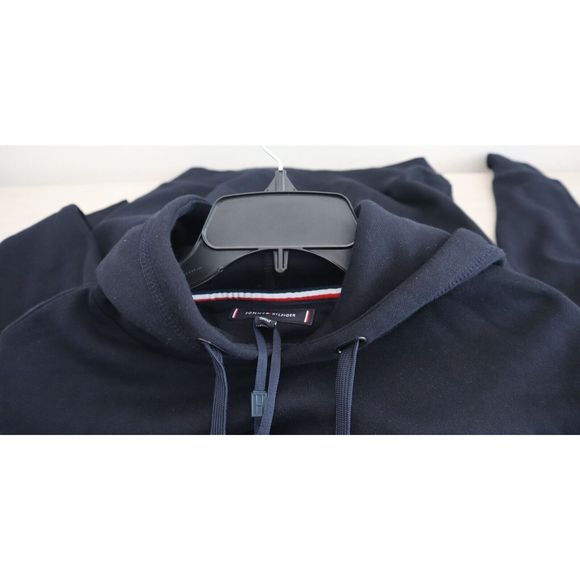 Tommy Hilfiger Mens Sz XS Navy Monogram Logo Cotton Blend Hoodie Sweatshirt $129 - Picture 8 of 12